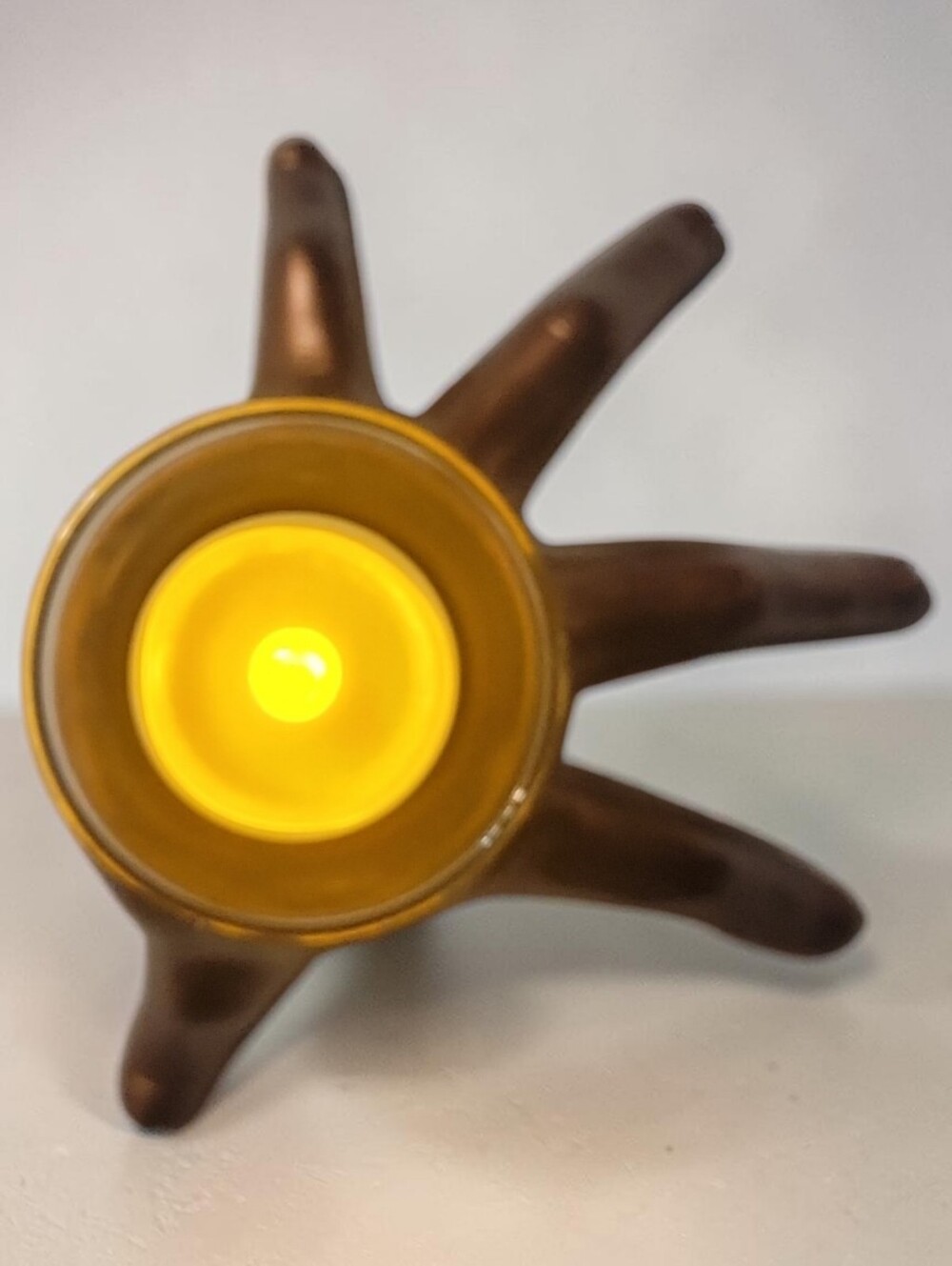 Addam's Family Thing Halloween Copper Leaf Hand Votive Tealight Candle Holder - Picture 5 of 6